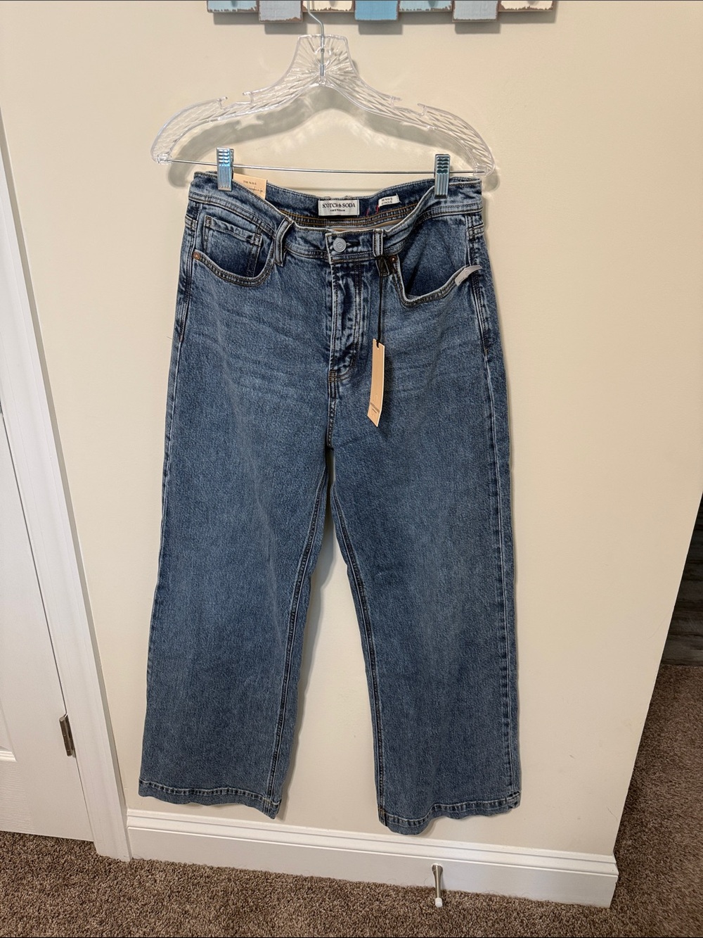 Scotch & Soda Women’s High-Rise Wide-Leg Jeans in Medium Blue / Size 10 / NWT
